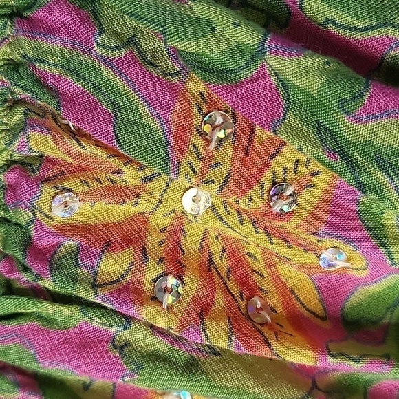 Miss June Paris Sequined Off Shoulder Boho Crop Peasant Top - See Measurements - Picture 7 of 14